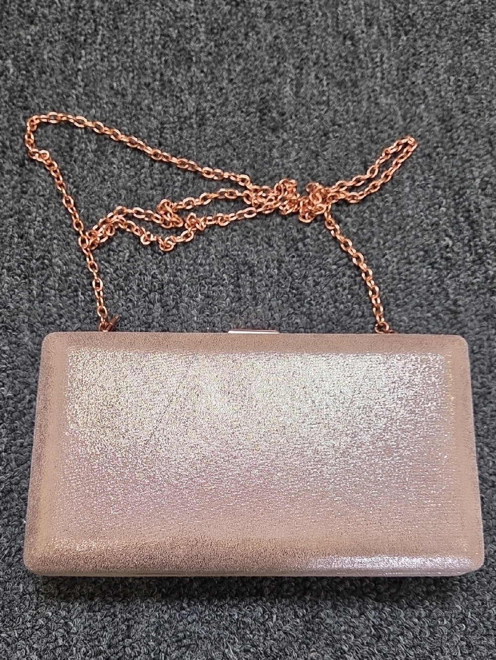 Source Unknown Rose Gold Metallic Evening Clutch with Chain